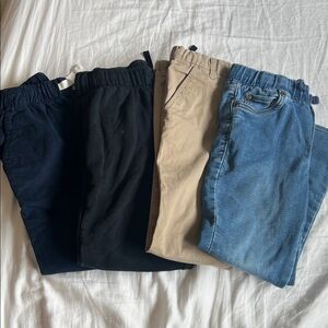 Set of Four Casual Pants in Blue, Black, and Tan for Boys
